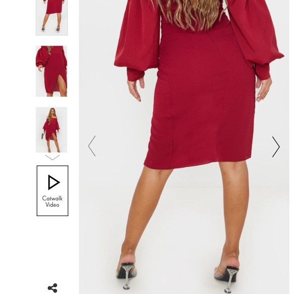 Plt PETITE BURGUNDY WRAP PENCIL SKIRT size 10 - Picture 4 of 5